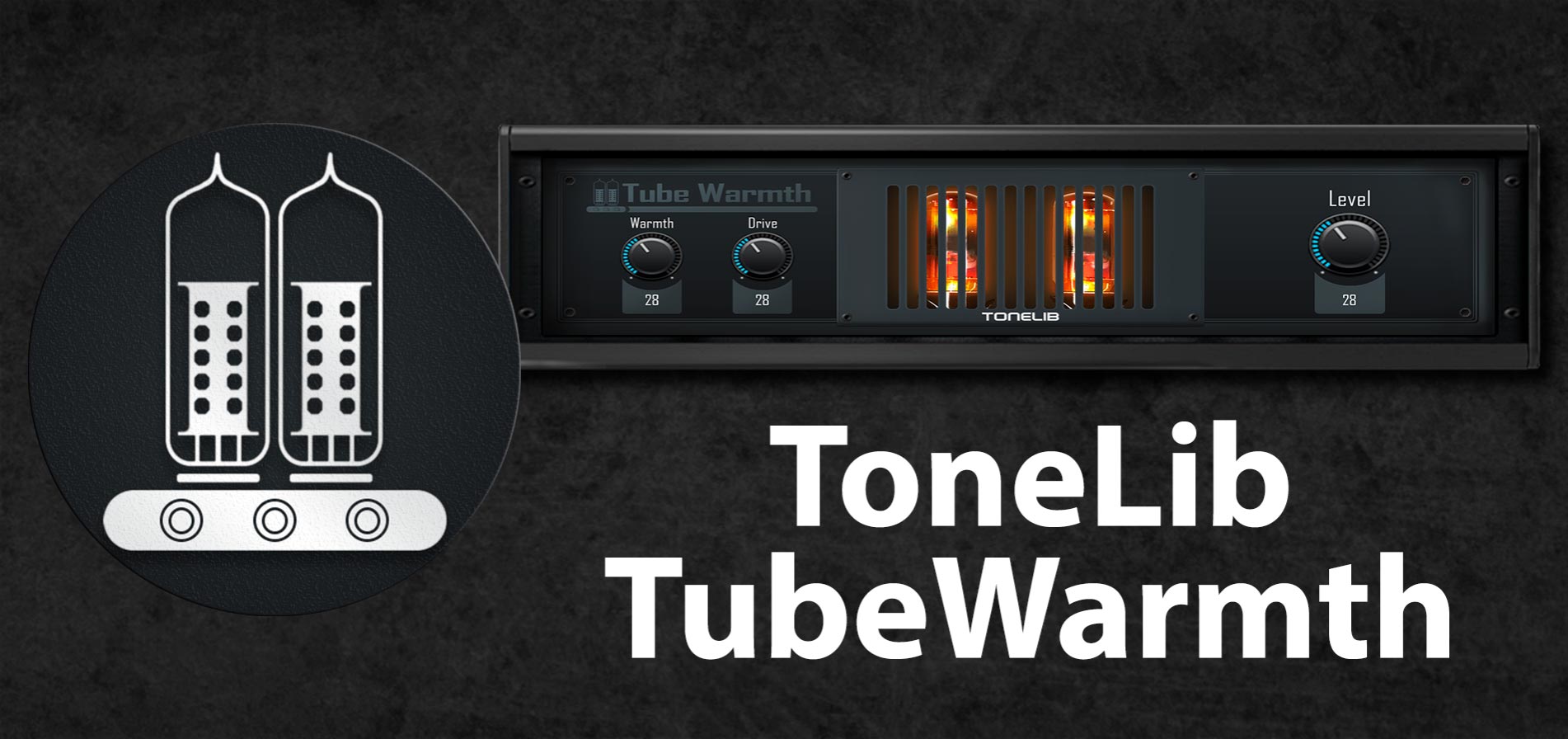 ToneLib TubeWarmth - Thumbnail with icon and rack-styled version of TL TubeWarmth interface.