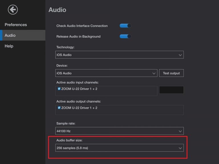 Setting audio buffer size