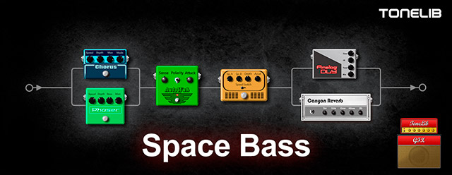 ToneLib GFX bass guitar preset with an unusual combination of modulation effects.